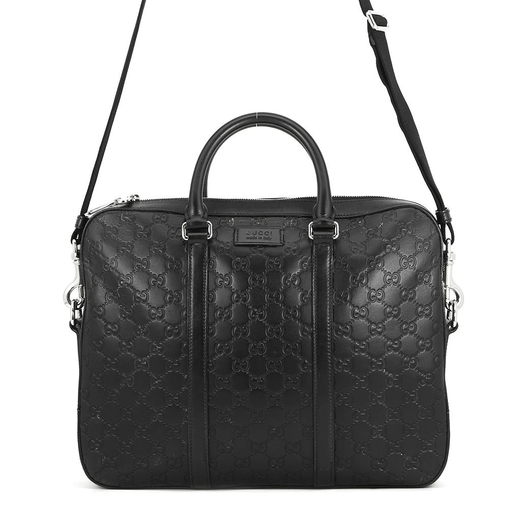 Gucci Shoulder Bag Briefcase GG Gucci Guccissima Leather Business Black